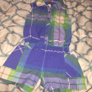 Tea plaid romper like new